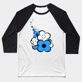 Blue and White Flowers Baseball T-Shirt